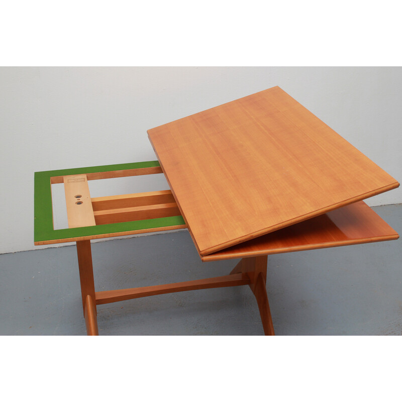 Vintage cherry wood adjustable coffee table for Wilhelm Renz, 1950s