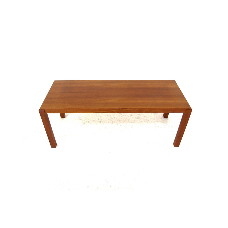 Mesa de centro escandinava minimalista vintage de teca, Suecia 1960