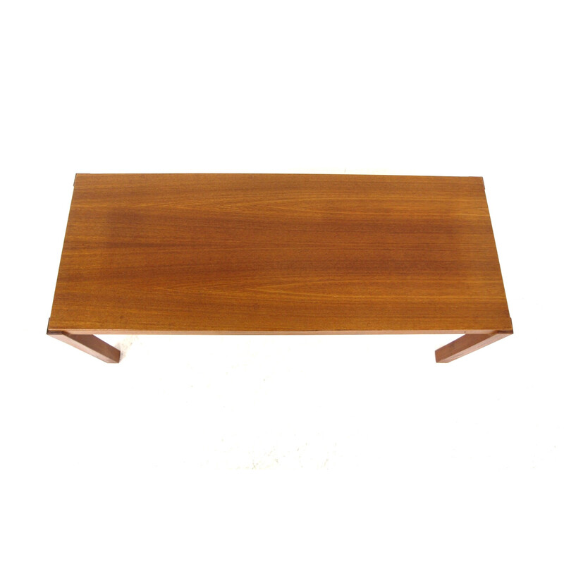 Mesa de centro escandinava minimalista vintage de teca, Suecia 1960