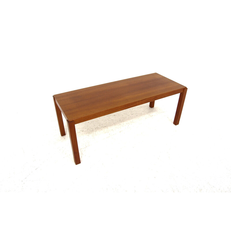 Mesa de centro escandinava minimalista vintage de teca, Suecia 1960