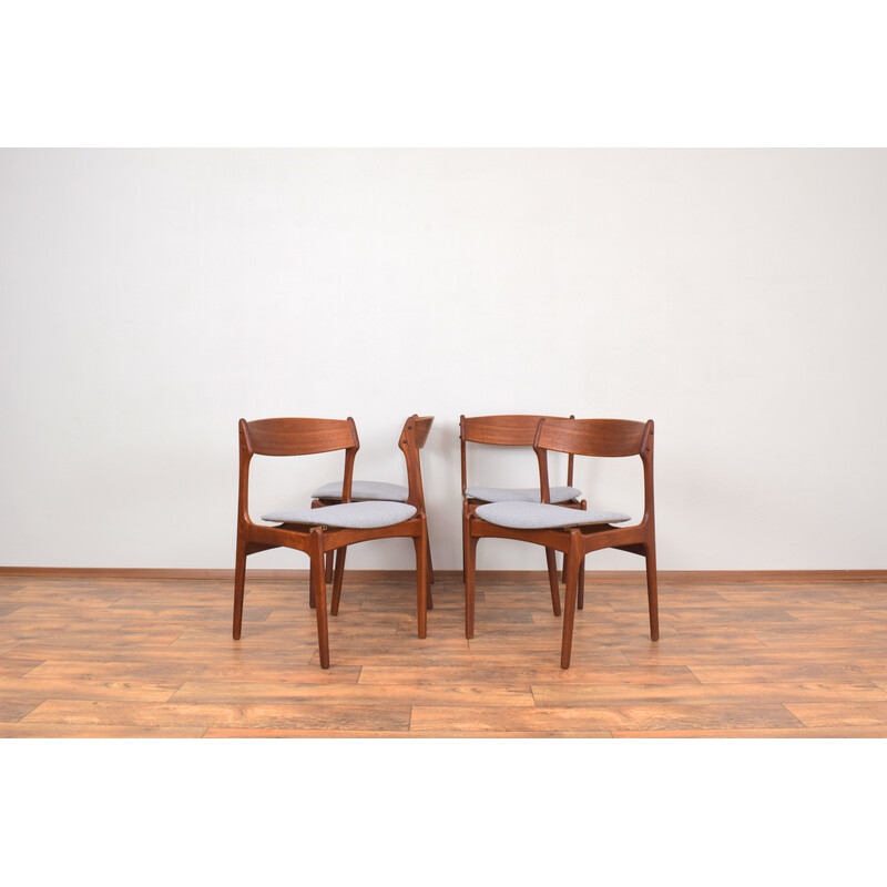 Conjunto de 4 cadeiras de jantar vintage modelo dinamarquês 49 de teca de Erik Buch para O.D. Møbler, década de 1960
