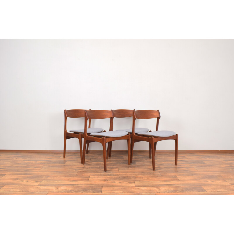 Conjunto de 4 cadeiras de jantar vintage modelo dinamarquês 49 de teca de Erik Buch para O.D. Møbler, década de 1960