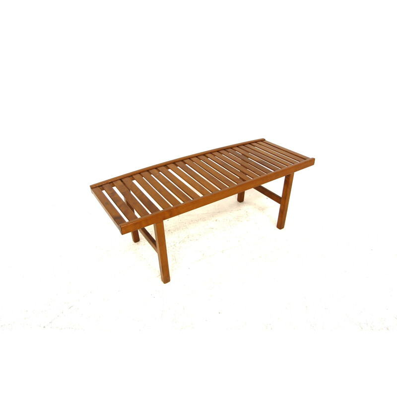 Minimalist vintage beechwood bench, Sweden 1970