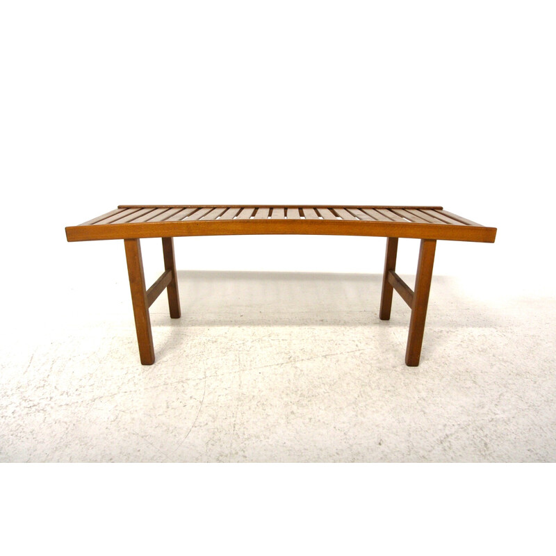 Minimalist vintage beechwood bench, Sweden 1970