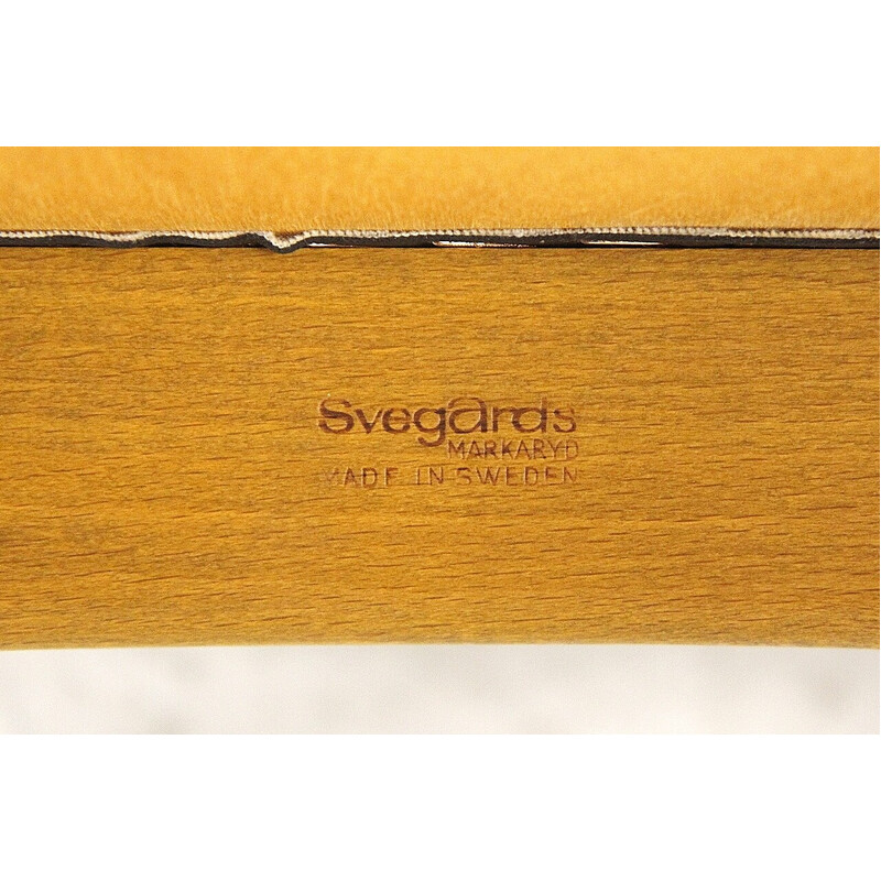 Fauteuil vintage en skaï, hêtre et teck pour Svegards Markaryd, Suède 1950
