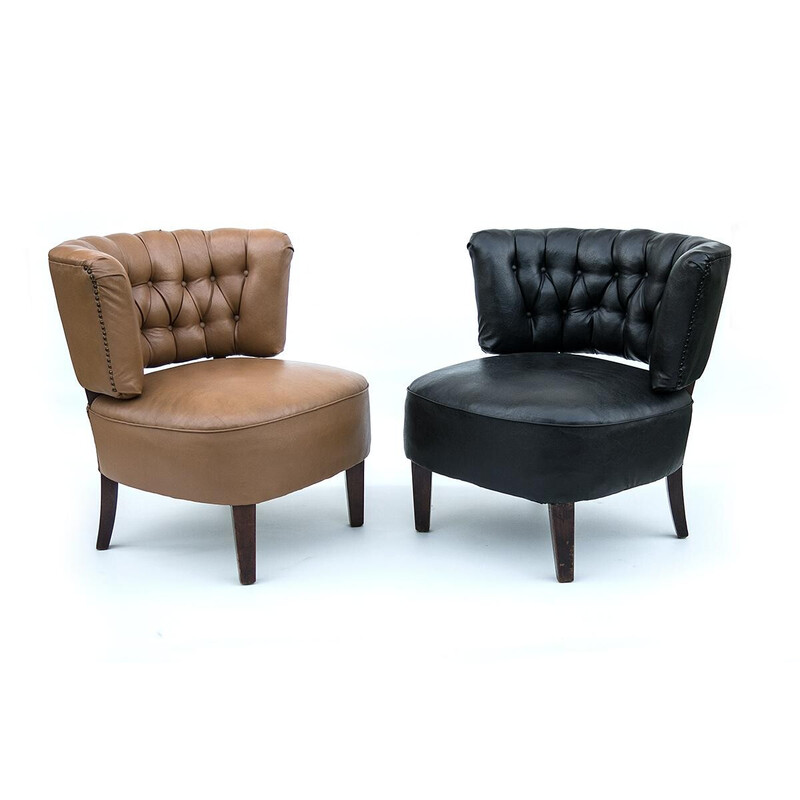 Pair of vintage club chairs by Otto Schulz for Jio Mobler, Sweden