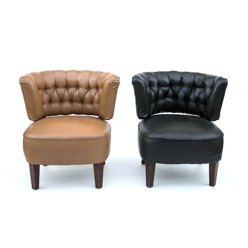 Pair of vintage club chairs by Otto Schulz for Jio Mobler, Sweden