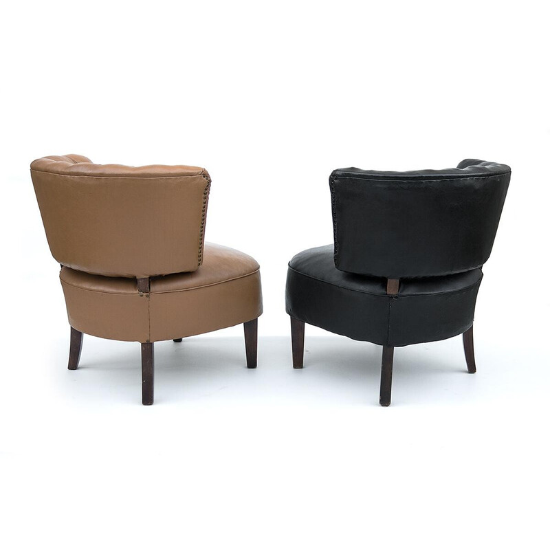 Pair of vintage club chairs by Otto Schulz for Jio Mobler, Sweden