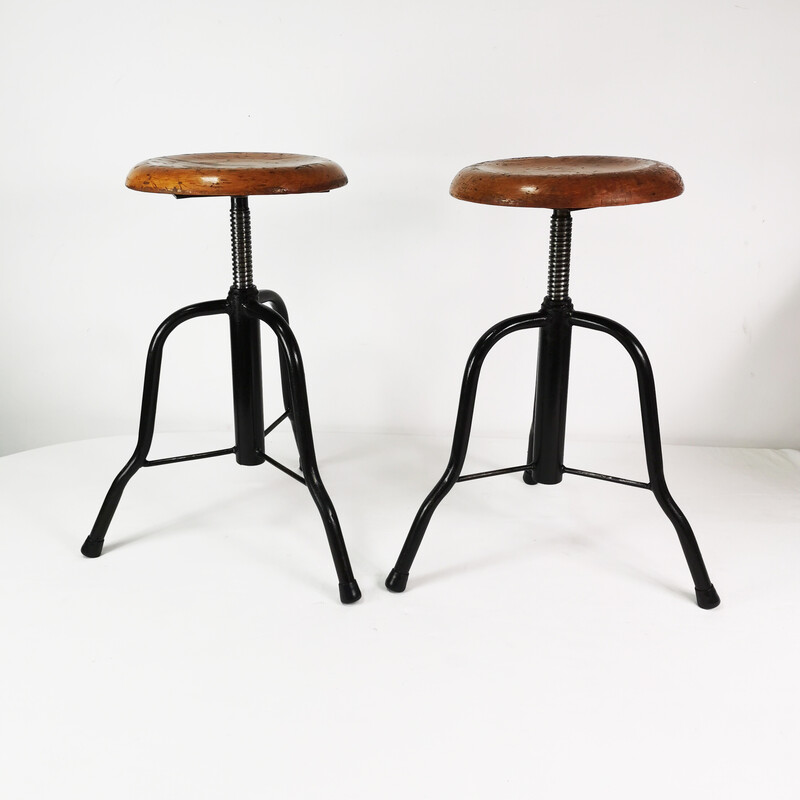 Pair of vintage swivel stools, Poland 1970s