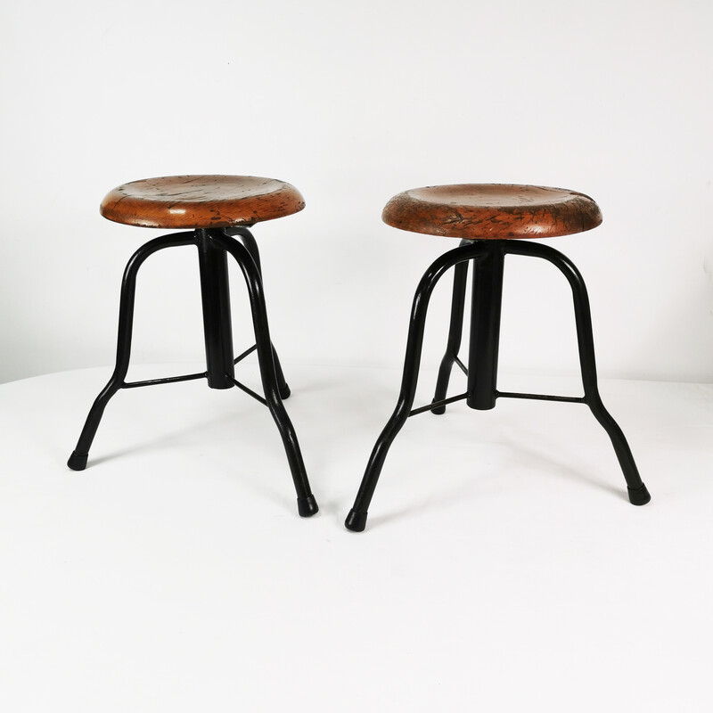 Pair of vintage swivel stools, Poland 1970s