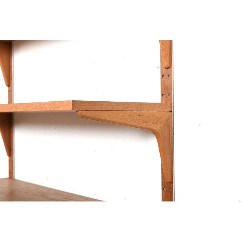 Sistema di scaffali danese vintage in legno di quercia di Hg Furniture, anni '60
