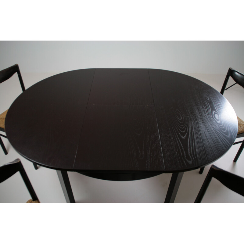 Vintage dining set in black lacquer, Italy 1970