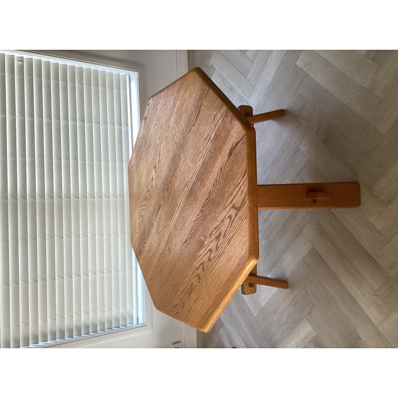 Vintage brutalist oak dining set