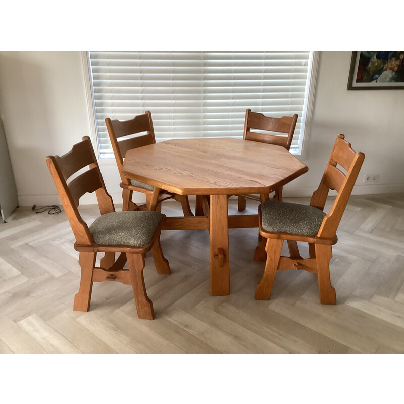 Vintage brutalist oak dining set