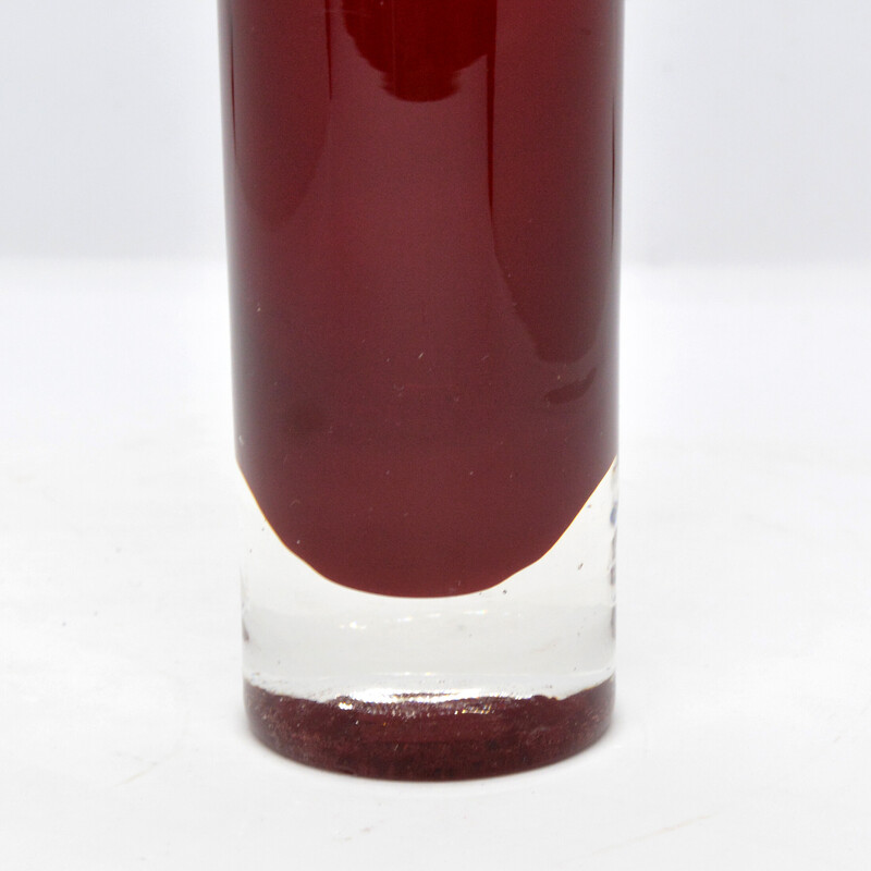 Vintage red glass vase for Sanyu Glass, Japan 1970