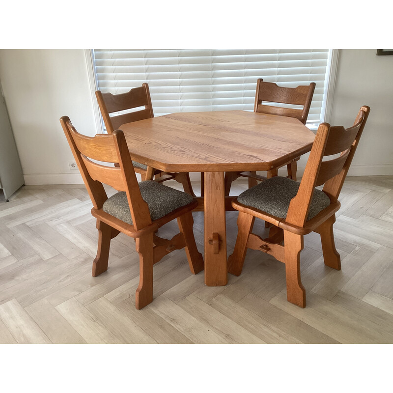 Vintage brutalist oak dining set