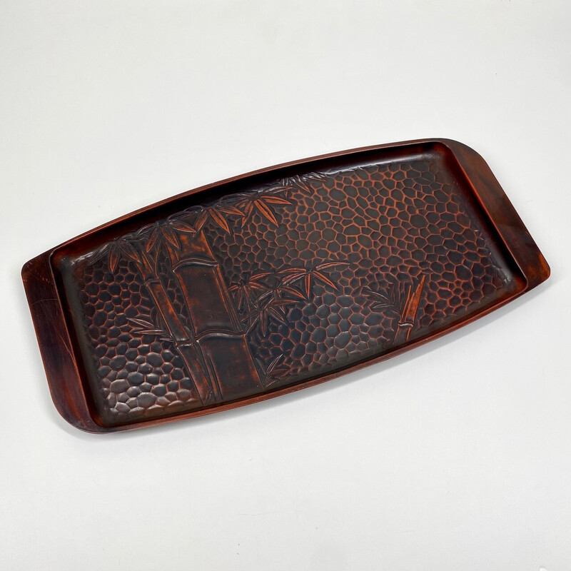 Vintage tea tray with bamboo design