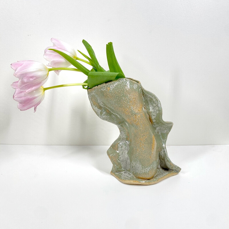 Vase vintage en céramique organique de Peter, 1996