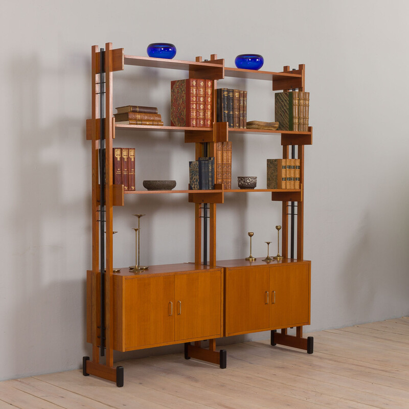 Italian mid century teak bookcase, Italy 1970s