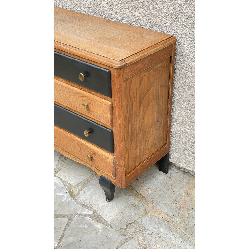 Vintage black and raw wood chest of drawers, 1930