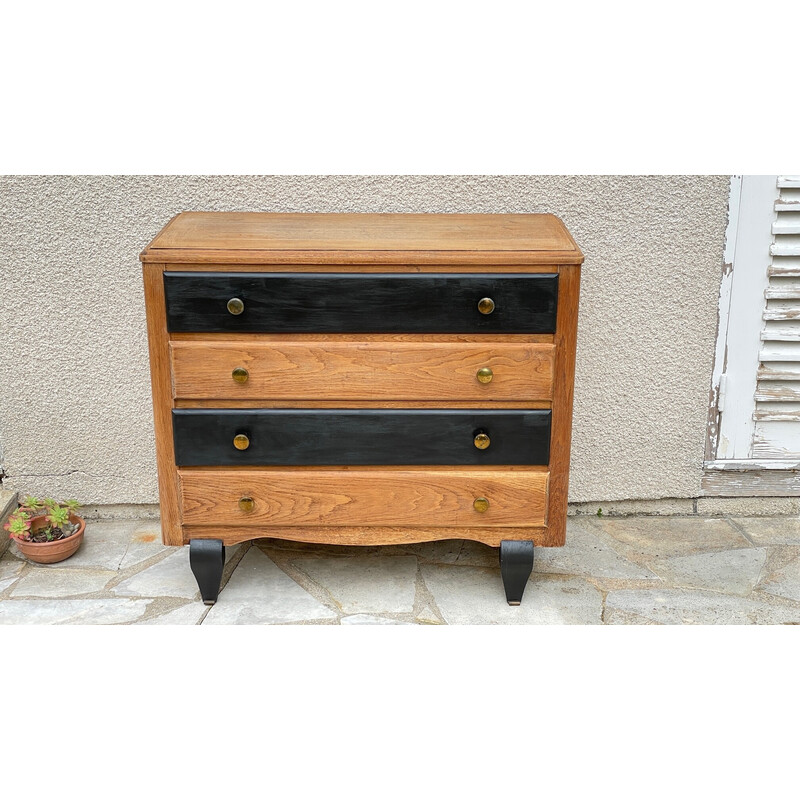 Commode vintage en noir et bois brut, 1930