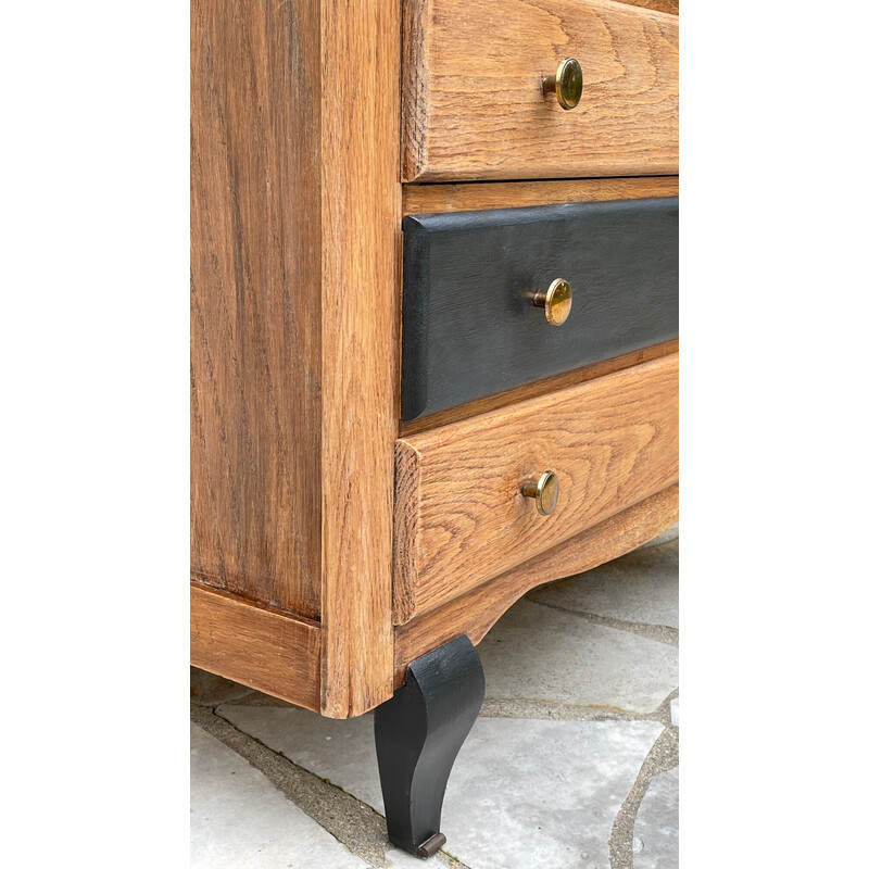 Vintage black and raw wood chest of drawers, 1930