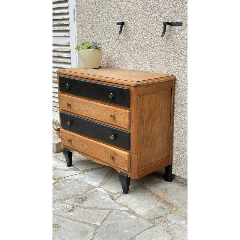 Commode vintage en noir et bois brut, 1930