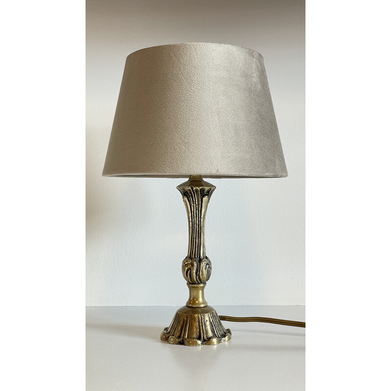 Vintage lamp in solid brass and fabric