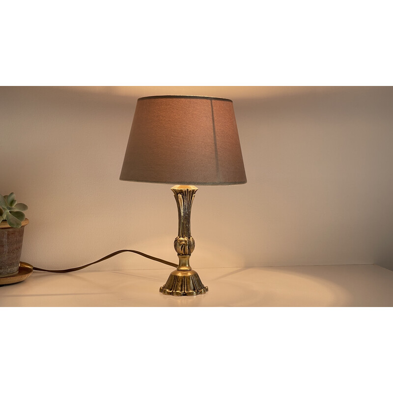 Vintage lamp in solid brass and fabric