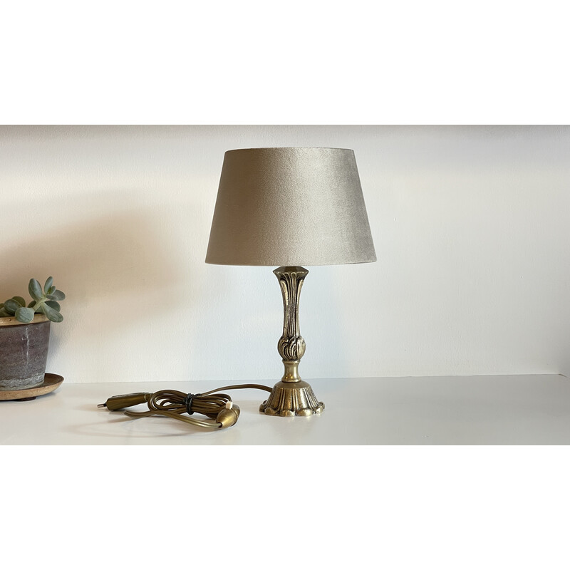 Vintage lamp in solid brass and fabric