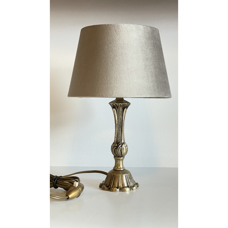 Vintage lamp in solid brass and fabric