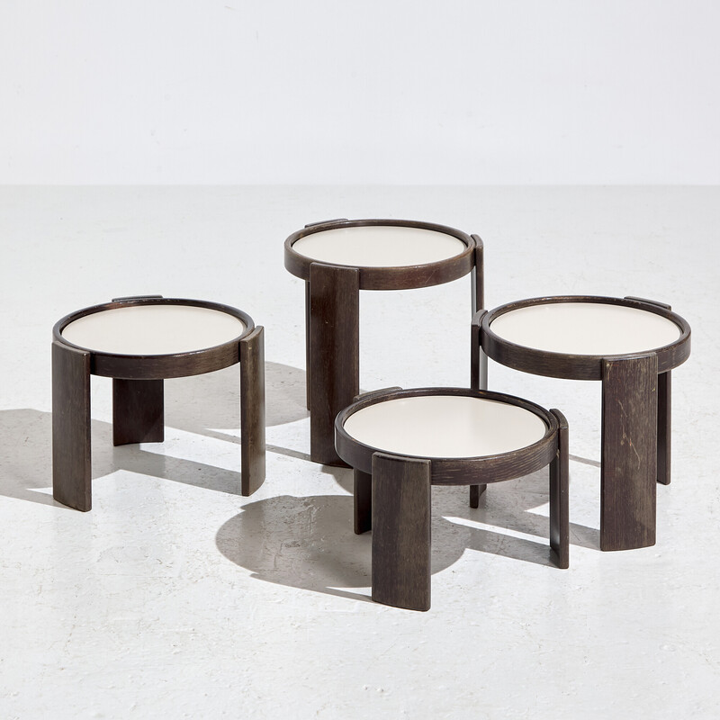 Vintage model 780 beechwood nesting tables by Gianfranco Frattini for Cassina