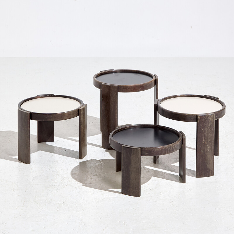 Vintage model 780 beechwood nesting tables by Gianfranco Frattini for Cassina