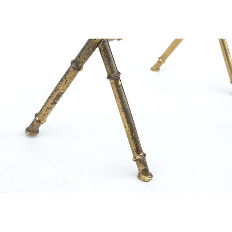 Mid-century Danish brass and bamboo magazine rack, 1960-1970s