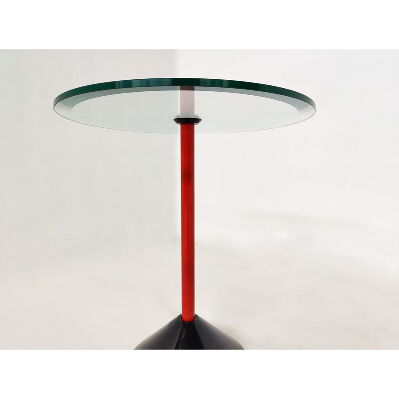 Table d'appoint italienne vintage en métal, verre et marbre, 1950