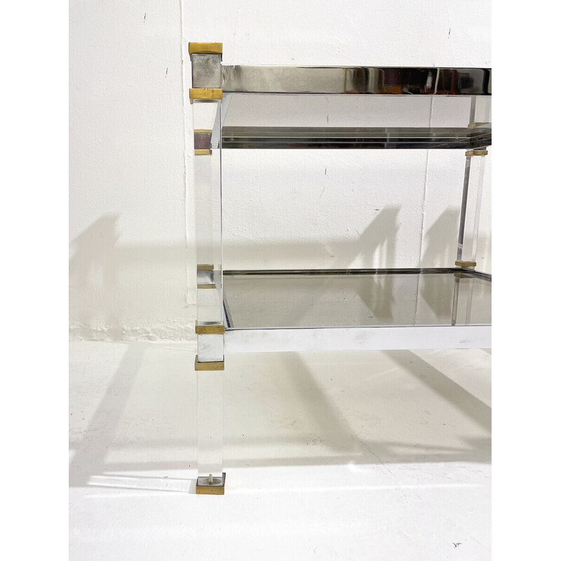 Par de latão vintage e mesas laterais de vidro, 1970