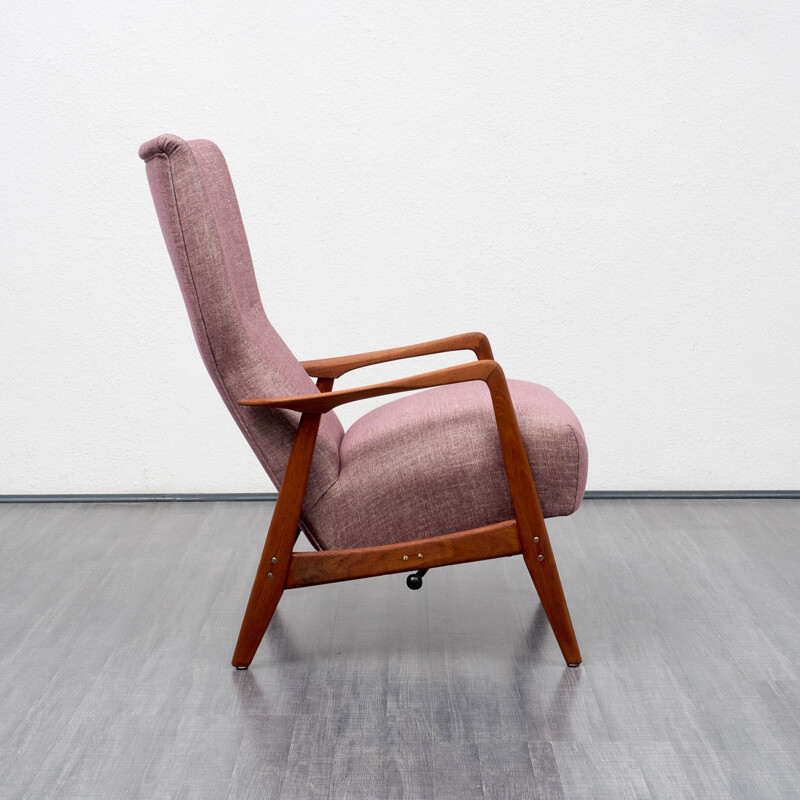 Pink armchair in teak by F. Ohlsson for Dux - 1960s