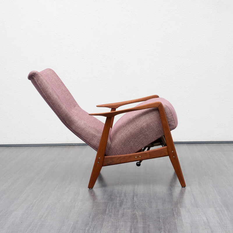 Pink armchair in teak by F. Ohlsson for Dux - 1960s