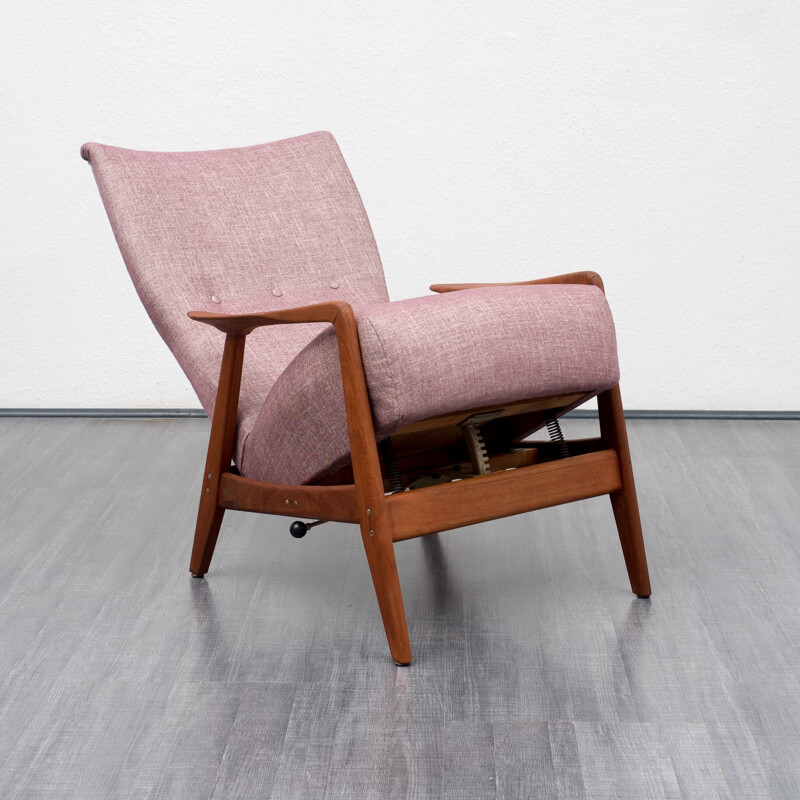 Pink armchair in teak by F. Ohlsson for Dux - 1960s