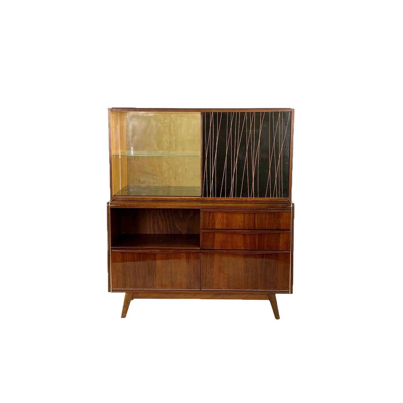 Vintage bar cabinet with display cabinet by Bohumil Landsman for Jitona, Czechoslovakia 1960