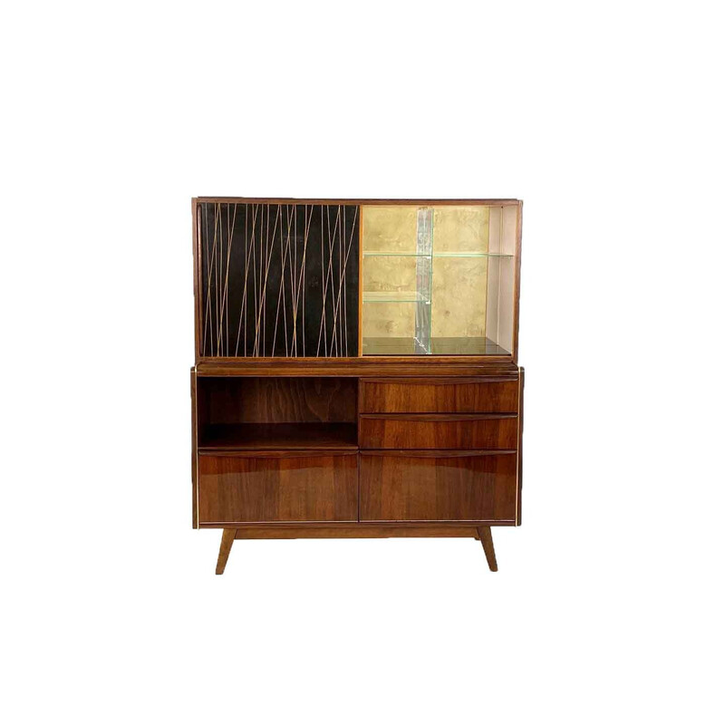 Vintage Barschrank mit Vitrine von Bohumil Landsman für Jitona, Tschechoslowakei 1960