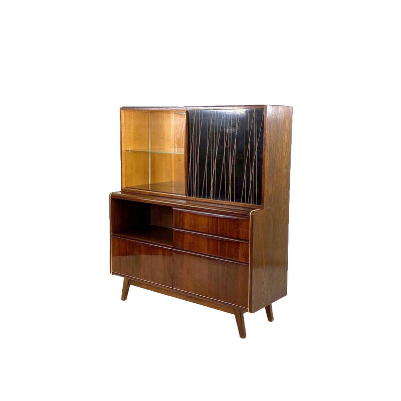 Vintage Barschrank mit Vitrine von Bohumil Landsman für Jitona, Tschechoslowakei 1960