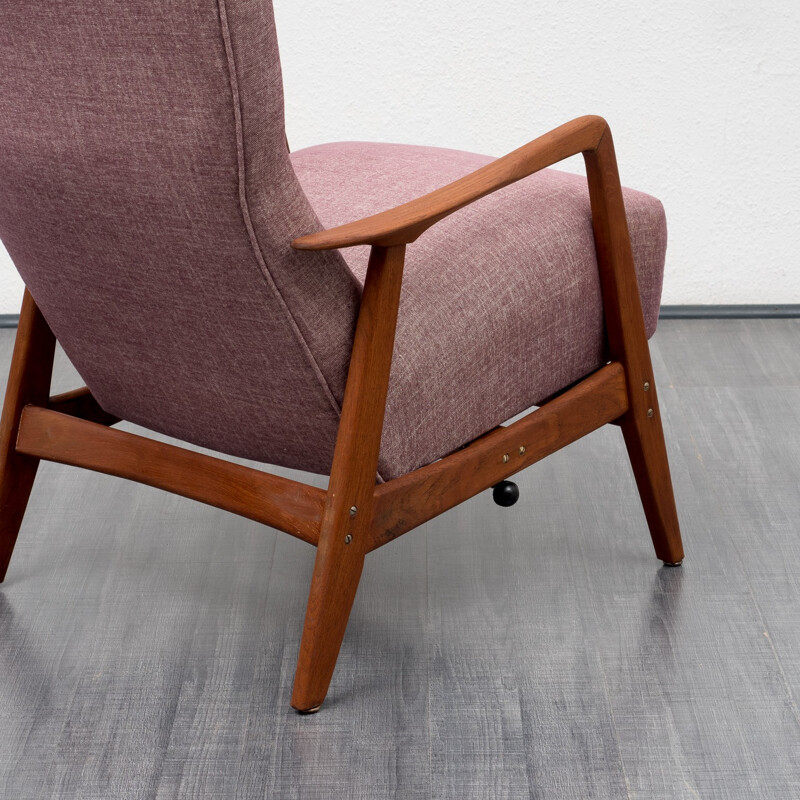 Pink armchair in teak by F. Ohlsson for Dux - 1960s