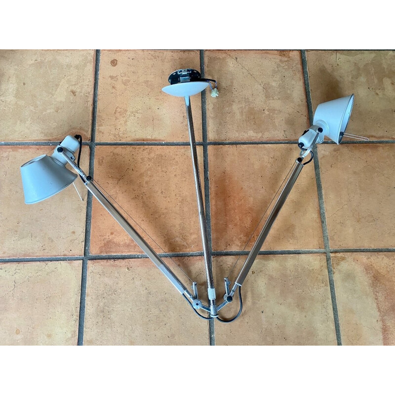 Paar vintage Tolomeo aluminium hanglampen van Artemide