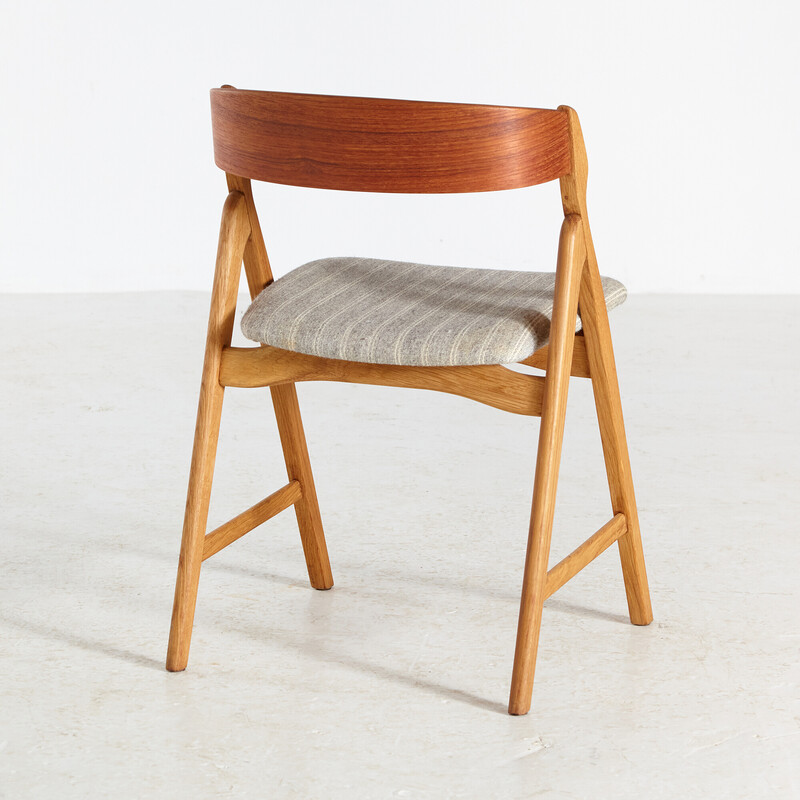 Vintage "Model 71" stoel in eikenhout en stof van Henning Kjærnulf voor Boltings Stolefabrik, jaren 1960