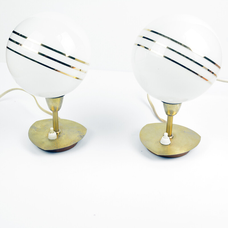 Coppia di lampade da comodino vintage in ottone di Karl Oswald Garlik per K.G. Adorf, Germania 1970