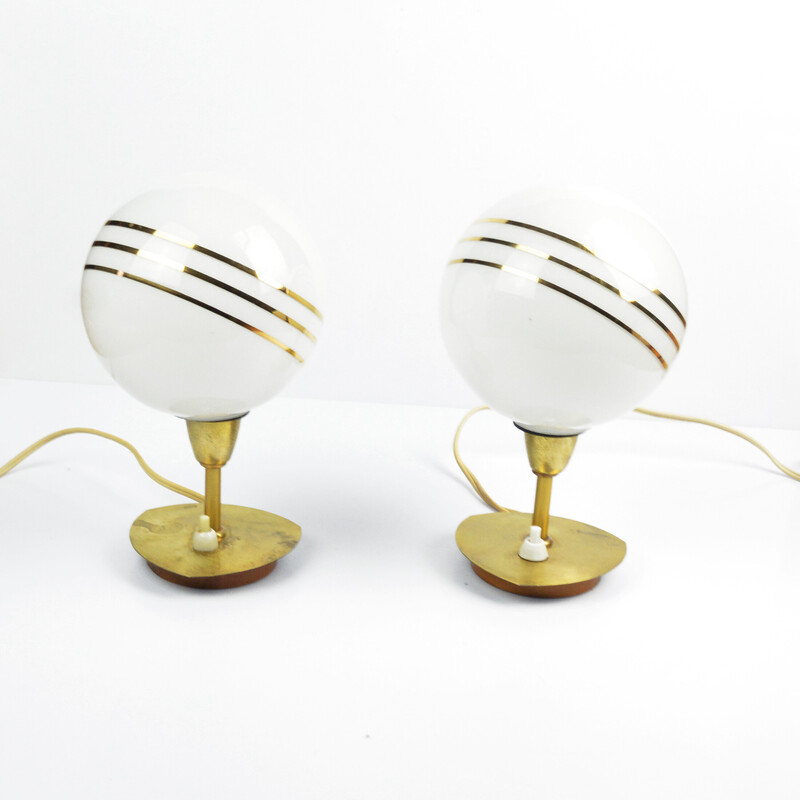 Pair of vintage brass bedside lamps by Karl Oswald Garlik for K.G. Adorf, Germany 1970