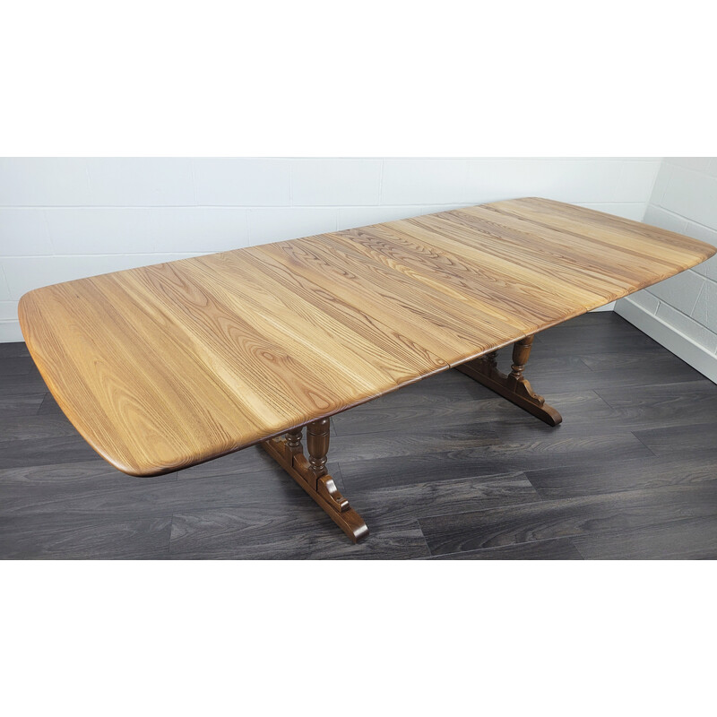 Vintage extendable elmwood table for Ercol, 1990s