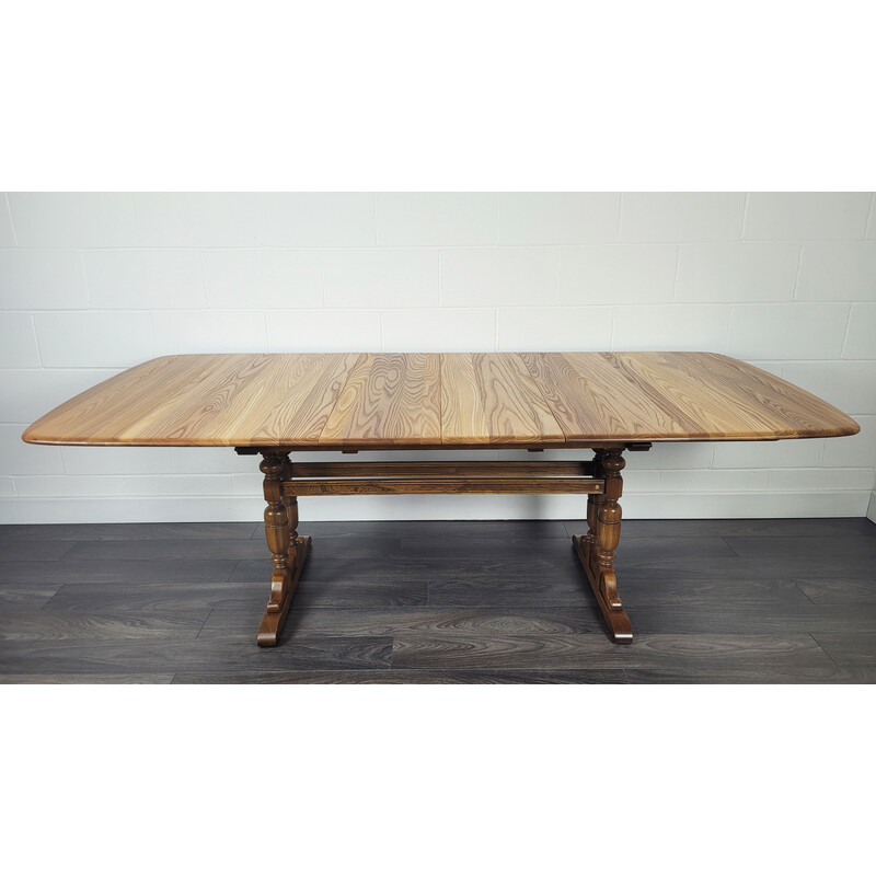 Vintage extendable elmwood table for Ercol, 1990s
