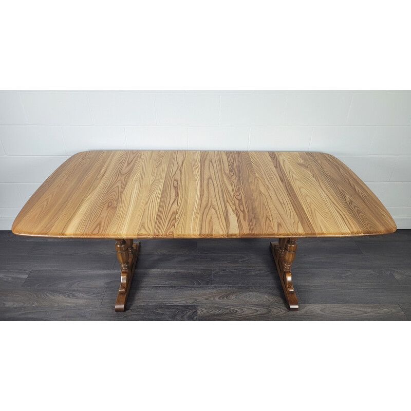 Vintage extendable elmwood table for Ercol, 1990s